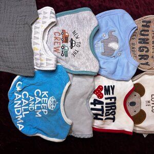 9 Pack Round Clothe Bibs 0-6 Months-Carter's & Different Brands- AC048